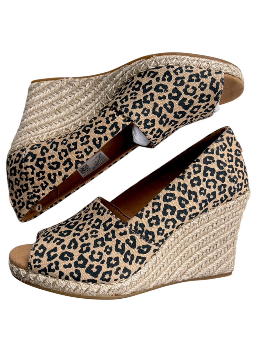 NWOT Toms Michelle Peep-Toe Leopard Print Wedges Size 8